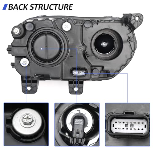 LEAVAN Headlight Assembly Fit for Dodge Challenger 2015 2016 2017 2018 2019 2020 Black Housing Halogen Headlamps With Bulb(Passenger side) - Image 3