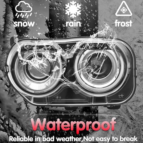 LEAVAN Headlight Assembly Fit for Dodge Challenger 2015 2016 2017 2018 2019 2020 Black Housing Halogen Headlamps With Bulb(Passenger side) - Image 5