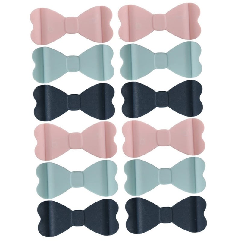 12 Pcs Bowknot Design Adhesive Wire Clips Cable Organizer For Home Office Use - Image 2
