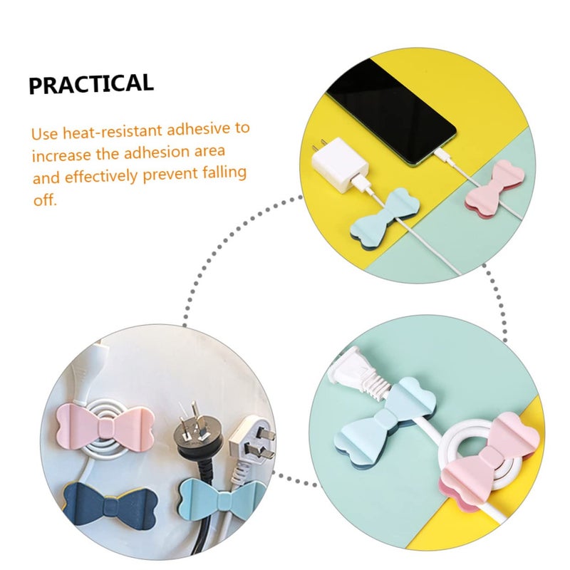 12 Pcs Bowknot Design Adhesive Wire Clips Cable Organizer For Home Office Use - Image 5