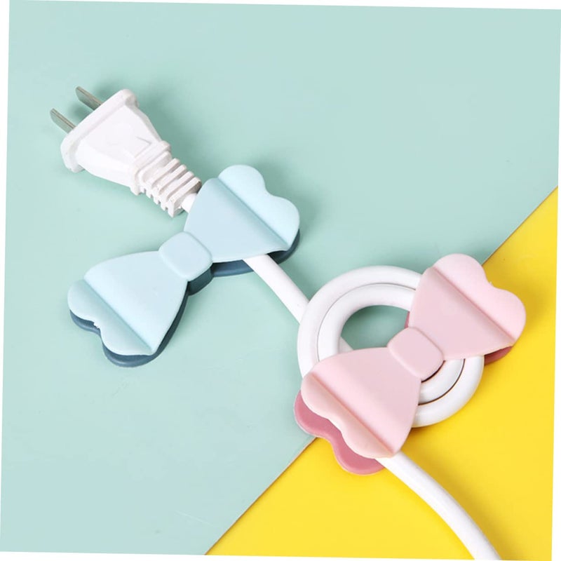 12 Pcs Bowknot Design Adhesive Wire Clips Cable Organizer For Home Office Use - Image 3
