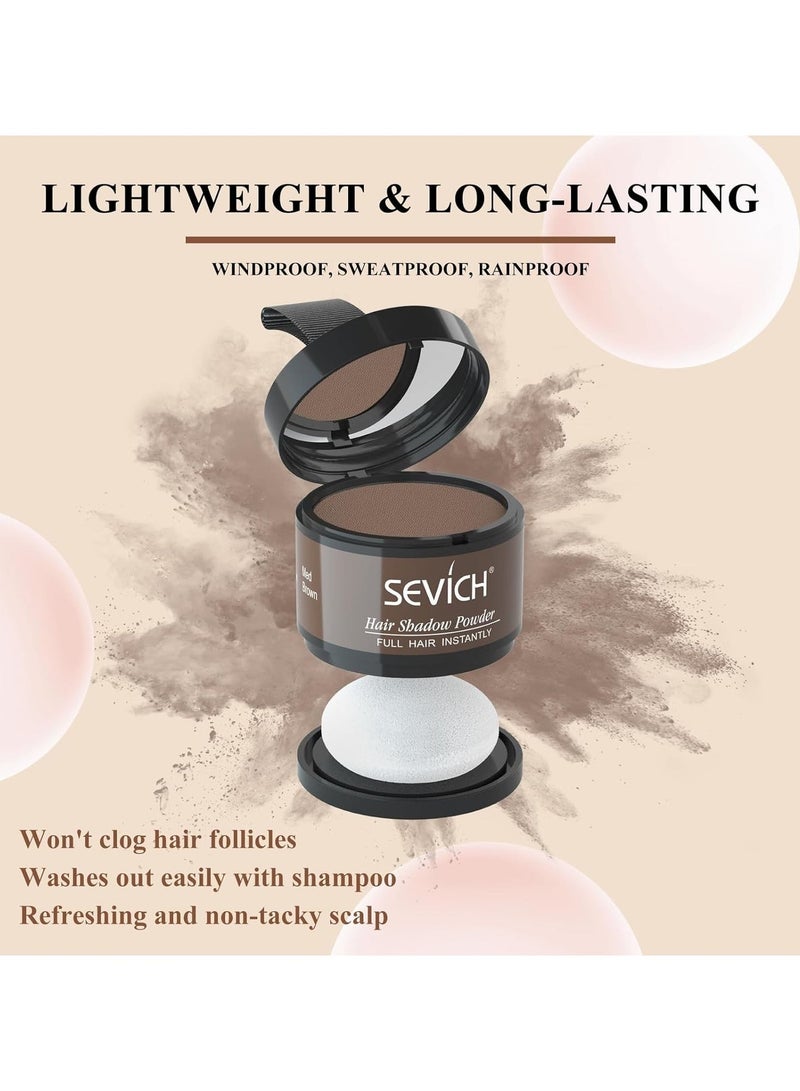 Sevich Hairline Powder，Instantly Conceals Hair Loss, Root Touch up Powder, Hair Shadow Toppers for Women & Men, Touch Up for Thinning Gray Hair, Windproof & Sweatproof, Medium Brown - Image 4