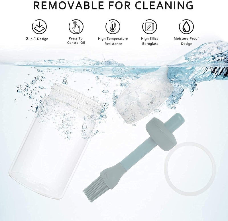 AVMPHD Oil Dispenser BottleOil Dispenser with Silicone Oil BrushWide Opening Oil Bottle230ml Oil bottle For CookingBakingBBQMarinating SET OF 1 - Image 5