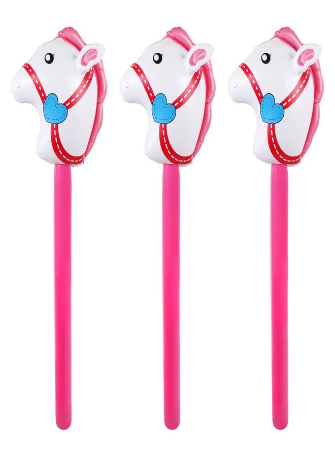 EVERMARKET 3 Pieces Inflatable Stick Horse,Inflatable Horsehead Stick Balloon Pony Stick for Christmas Horse Themed Birthday Party Decorations Supplies Favors Props Cowboy Horse Costume Stick,37 Inch - Image 1