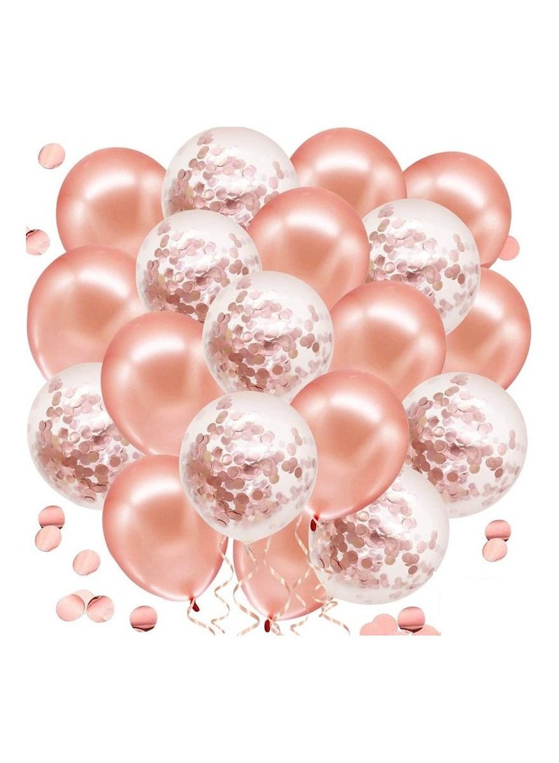 Highland 20-Piece Rose Gold Confetti and Latex Balloons for Birthday 