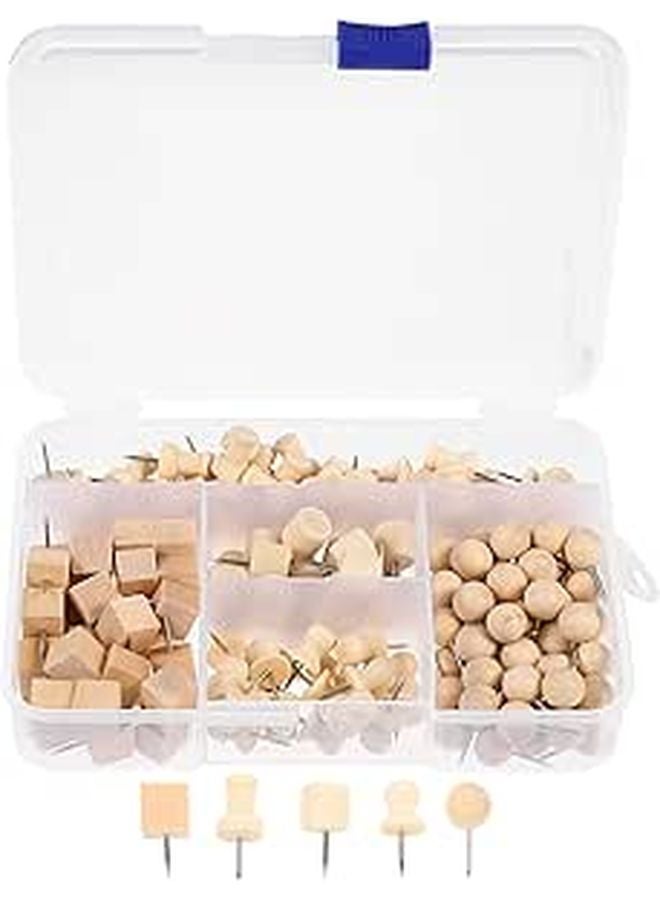 Wooden Push Pins 1 Box Creative Stationery For Bulletin Board Corkboard Map - Image 1