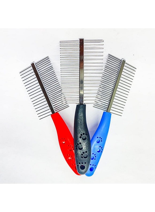 Double Sided Stainless Steel Bristle Grooming Comb Ideal For Dogs And Puppies Removing Matted Fur (Multicolor, Pack Of 1 Psc) - Image 1