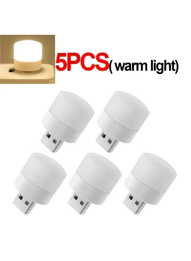 50-1PCS USB Night Light Mini LED Night Light USB Plug Lamp Power Bank Charging USB Book Lights Round Reading Eye Protection Lamp  - Image 4