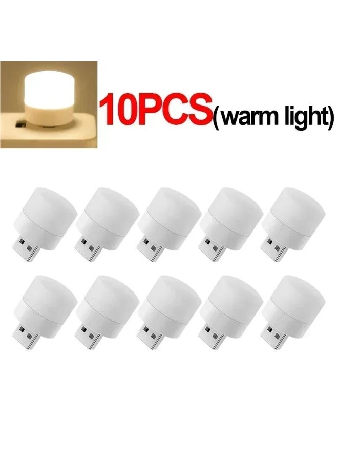 50-1PCS USB Night Light Mini LED Night Light USB Plug Lamp Power Bank Charging USB Book Lights Round Reading Eye Protection Lamp  - Image 3