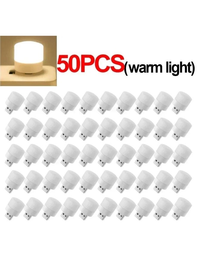 50-1PCS USB Night Light Mini LED Night Light USB Plug Lamp Power Bank Charging USB Book Lights Round Reading Eye Protection Lamp  - Image 1