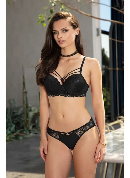 Nurteks 4434 Women's Support Bra Panty Set-Black