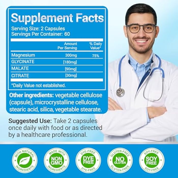 ASSR Triple Magnesium Complex – 300mg Magnesium Supplement with Glycinate, Malate & Citrate – Supports Relaxation, Muscle & Nerve Function – High Absorption, Vegan, Non-GMO, 120 Capsules - Image 2