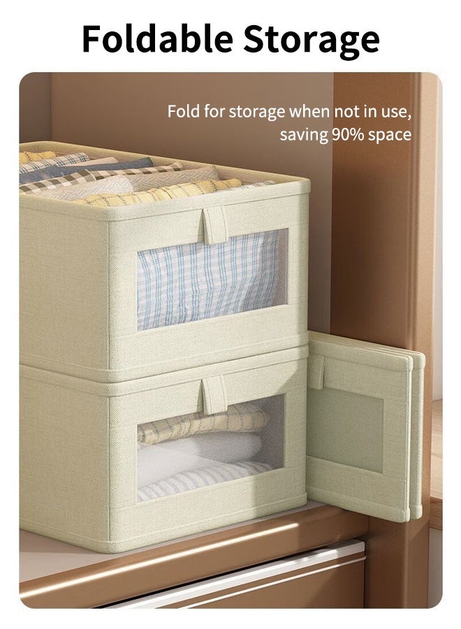 Wardrobe Clothes Organizer 2 Pack, Visible Jeans Storage Box, Foldable Drawer Organizer for Closet Clothing, Washable Storage Basket - Image 5