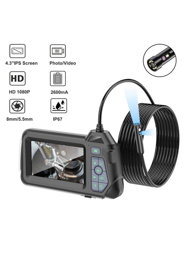M60 4.3 inch Dual Camera with Screen Endoscope, Length:5m(5mm)