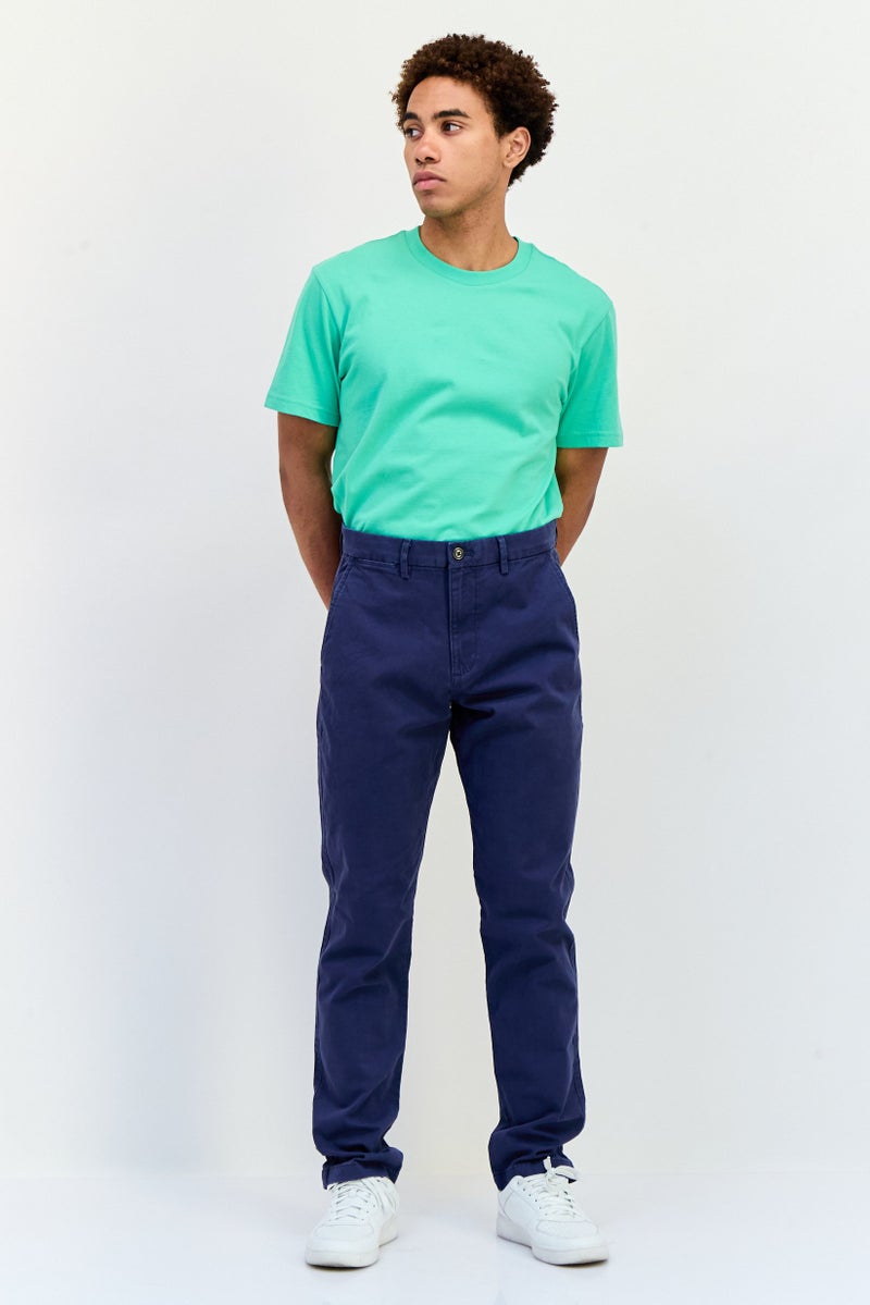 GAP Men Solid Stretchable Straight Leg Pants, Vintage Blue - Image 3