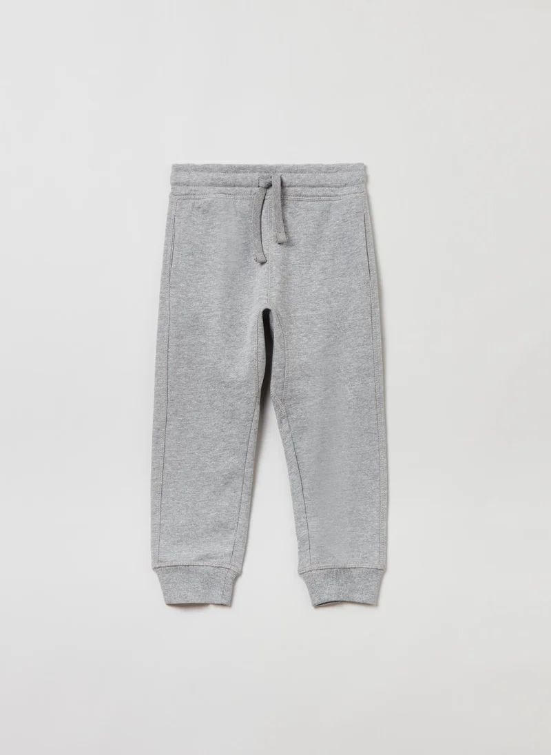 او في اس OVS Boys Solid Colour Plush Joggers With Drawstring