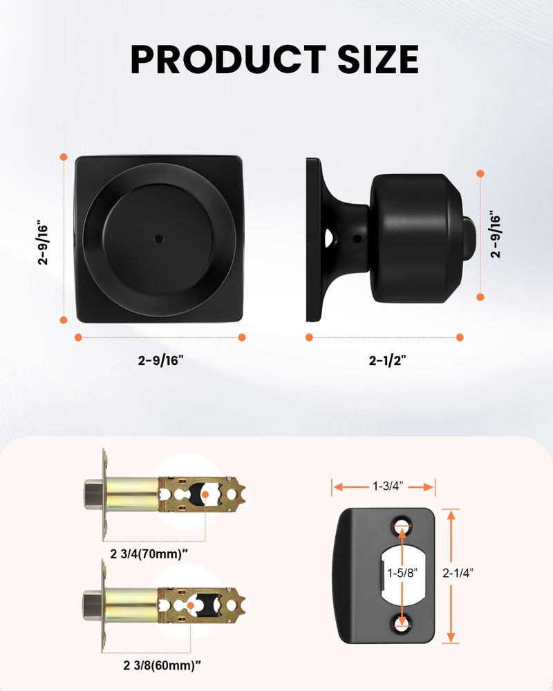 Haidms 6 Pack Black Door Knobs Interior, Privacy Interior Door Knob for Bedroom or Bathroom, Matte Black Door Knobs - Image 5