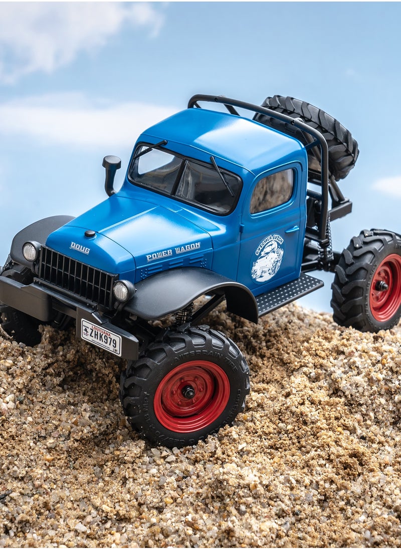 FMS Power Wagon RC Crawler, FCX24 RC Trucks for Adults, Two Speed Switch RC Model,Blue