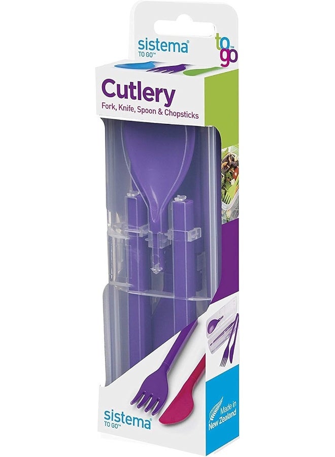 sistema مجموعة أدوات المائدة من سيستما تو غو، مجموعة مكونة من 4 قطع، لون أخضر مائل إلى الأزرق - Image 3