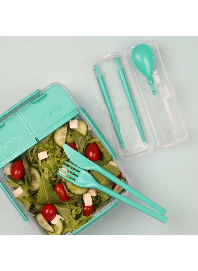 sistema مجموعة أدوات المائدة من سيستما تو غو، مجموعة مكونة من 4 قطع، لون أخضر مائل إلى الأزرق - Image 2
