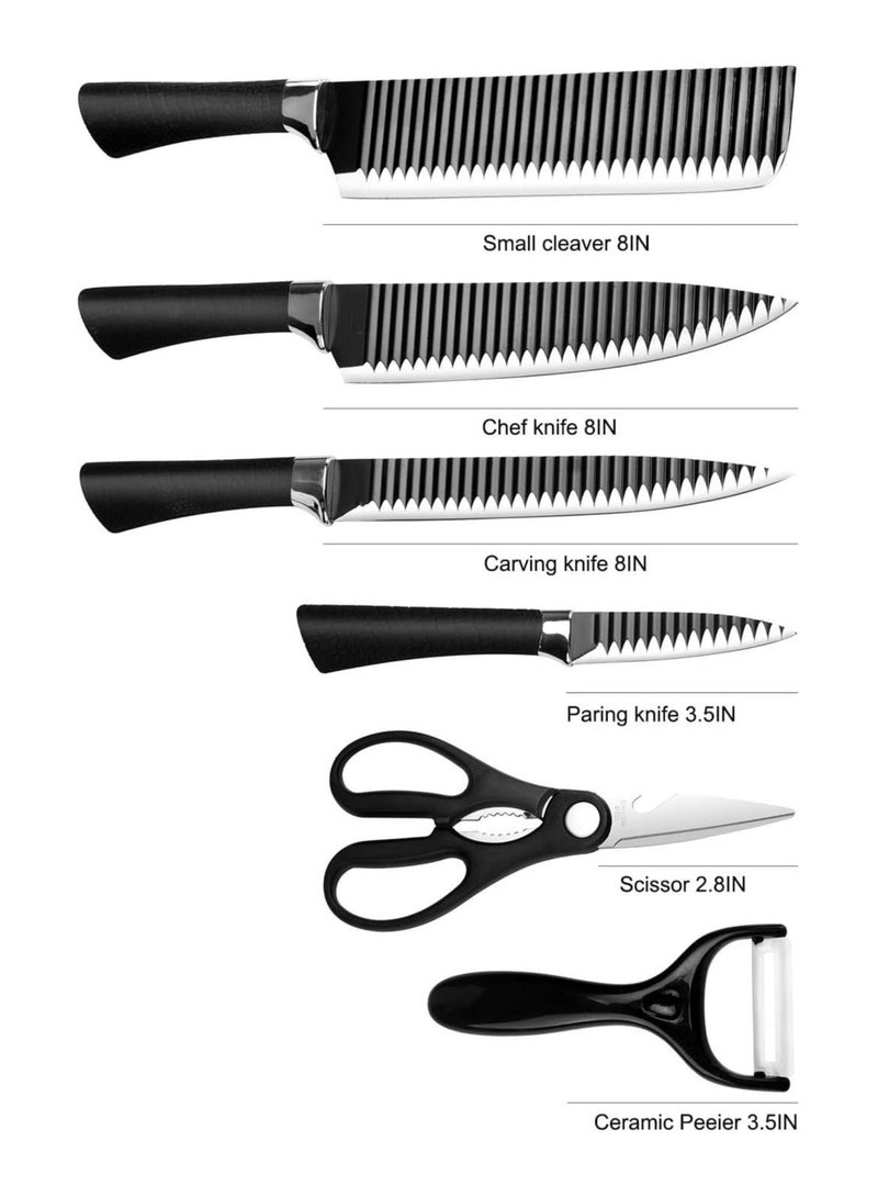 6-Piece Kitchen Knife Set – Professional Stainless Steel Cooking Knives with Ergonomic Non-Slip Handle, Includes Chef Knife, Meat Cleaver, Fruit Knife, Ceramic Peeler, Scissors & Gift Box  - Image 2