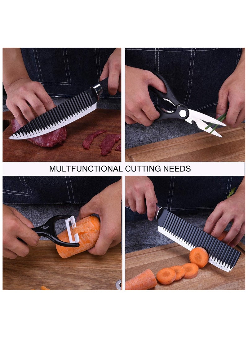 6-Piece Kitchen Knife Set – Professional Stainless Steel Cooking Knives with Ergonomic Non-Slip Handle, Includes Chef Knife, Meat Cleaver, Fruit Knife, Ceramic Peeler, Scissors & Gift Box  - Image 4