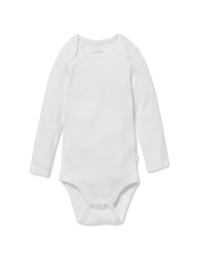 MORI Baby Long Sleeve Bodysuit in White for Boys & Girls - Bodysuit with Envelope Neck and Nickel Free Popper - 18-24 Months - Image 1