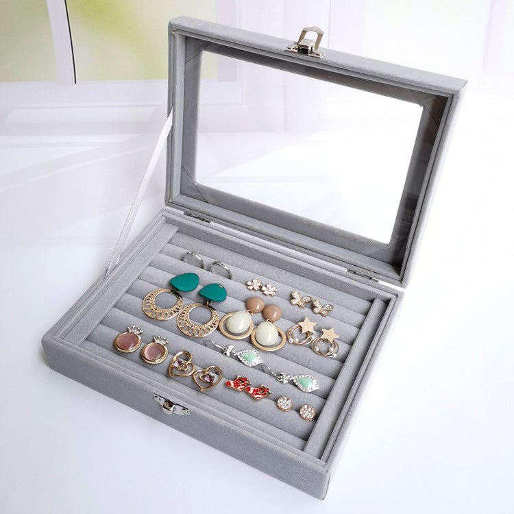 general Small Dustproof Jewelry Box with Glass Lid for Rings Earrings Necklaces and Bracelets - Image 3