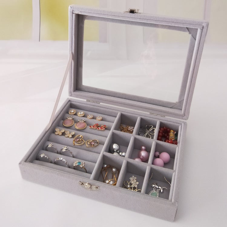 general Small Dustproof Jewelry Box with Glass Lid for Rings Earrings Necklaces and Bracelets - Image 1