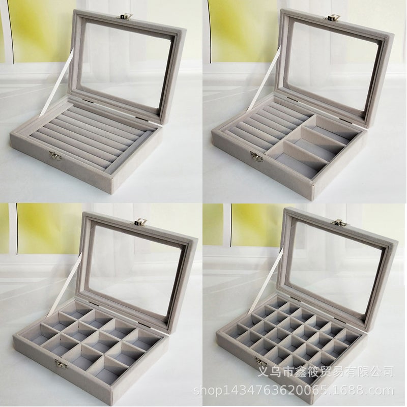 general Small Dustproof Jewelry Box with Glass Lid for Rings Earrings Necklaces and Bracelets - Image 2