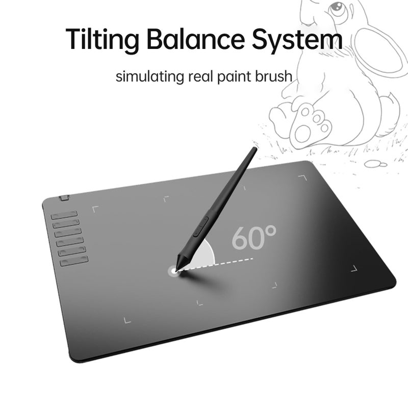 T1161 Graphics Drawing Tablet Ultra-thin Art Creation Sketch with Battery-free Stylus 8 Pen Nibs 8192 Levels Pressure 12 Customized Shortcut Keys Compatible with Windows Android OTG - Image 5