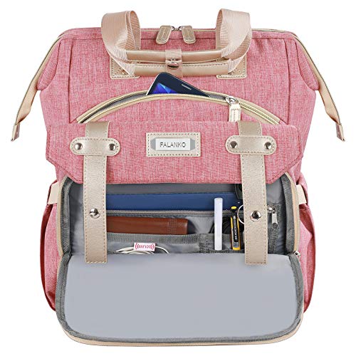 FALANKO Backpack for Women,Wide Open Work Large USB Charging Port Student Bookbag for 15.6 Inch Laptop,Doctor Teacher Nurse College School Travel Bag,Water Resistant Laptop Bookbag Computer Back Pack - Image 4