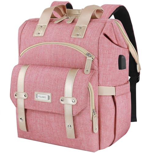 FALANKO Backpack for Women,Wide Open Work Large USB Charging Port Student Bookbag for 15.6 Inch Laptop,Doctor Teacher Nurse College School Travel Bag,Water Resistant Laptop Bookbag Computer Back Pack - Image 1