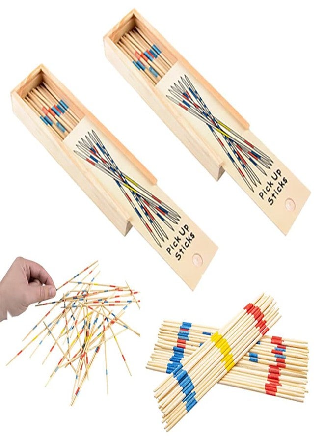Chochkees Classic Wooden Thin Pick Up Stick Game 31 Pieces Fun Family Game Gift Idea, 7" Tall, (2-Pack) - Image 1