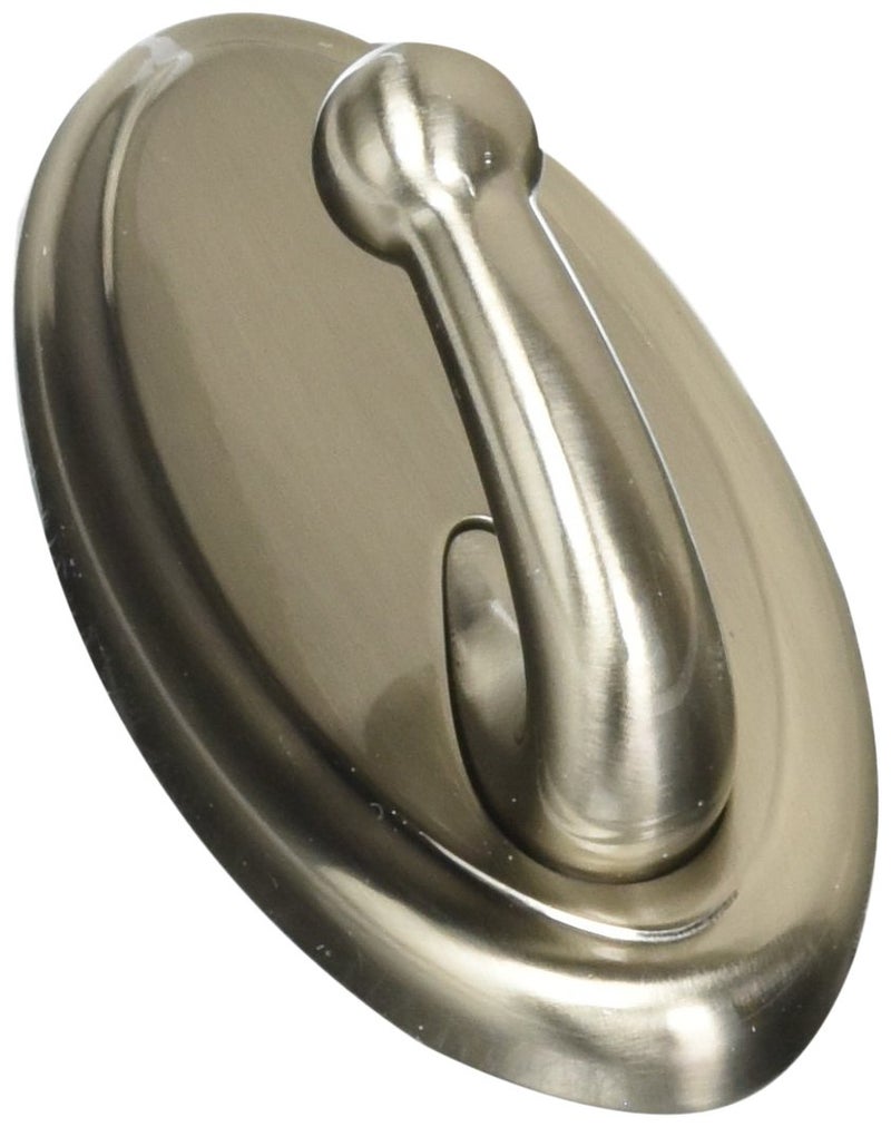 Hillman HIGH MIGHTY 515819 Decorative Metal Hook Easy ToolFree Dry Wall Installation Oval Holds up to 25lb Satin Nickel
