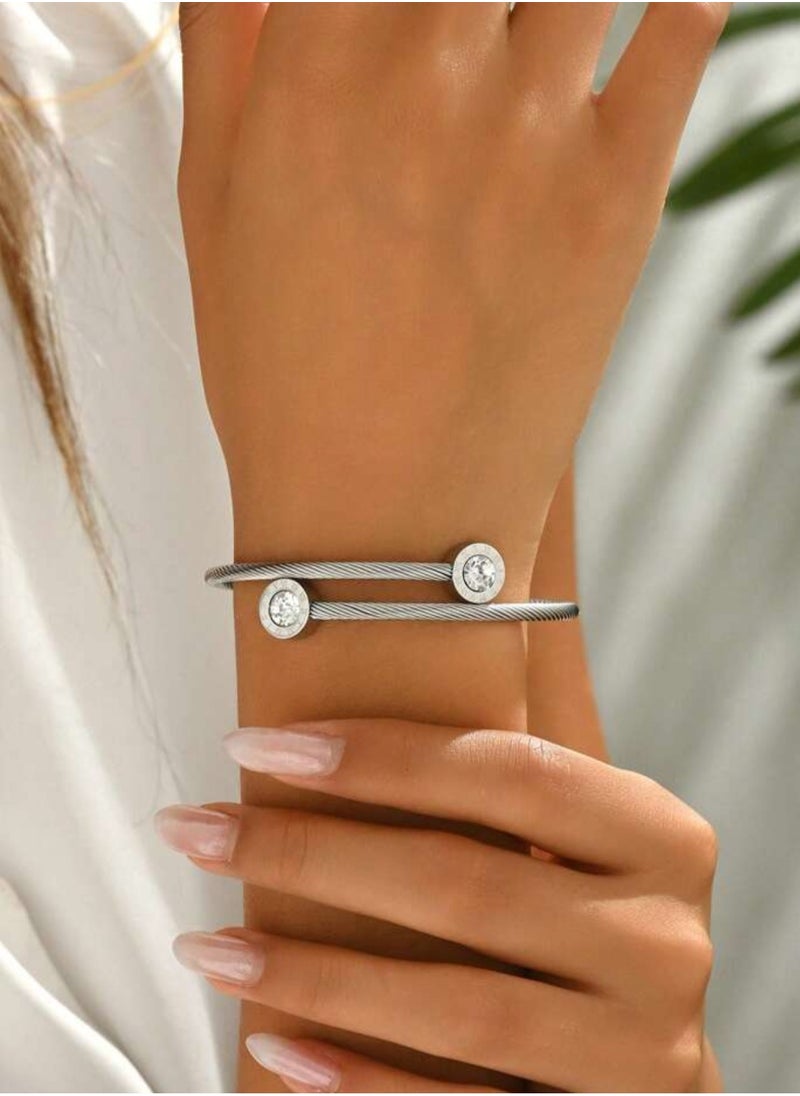 JewelryPalace Silver Plated Stainless Steel Bracelet For Women  - Image 1