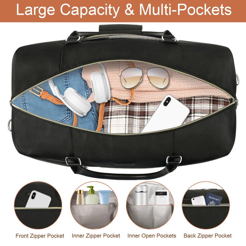 ITIEZY Weekender Bag for Women, Travel Duffel Bag Carry On Overnight Bag with Shoe Compartment Large Nylon Travel Weekend Tote Bag - Image 4