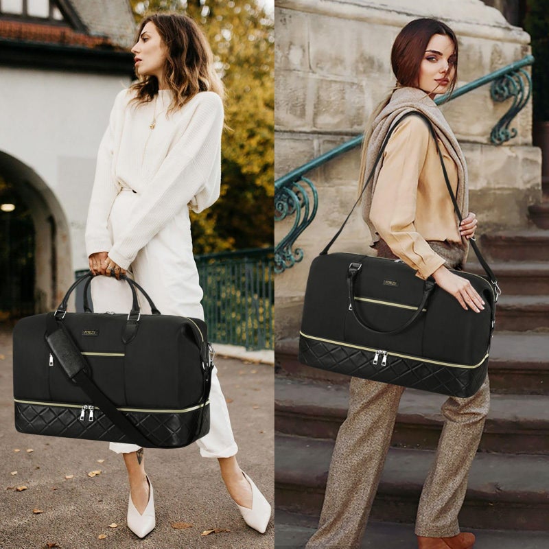 ITIEZY Weekender Bag for Women, Travel Duffel Bag Carry On Overnight Bag with Shoe Compartment Large Nylon Travel Weekend Tote Bag - Image 2