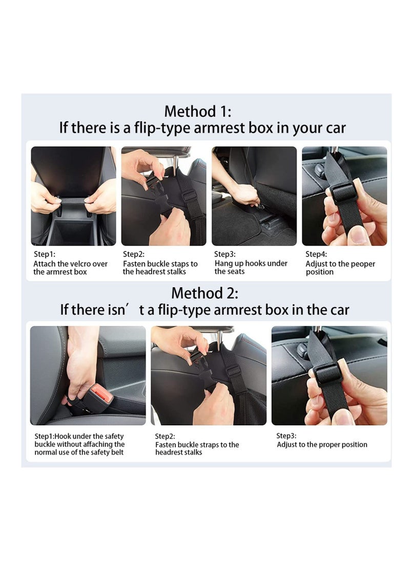 Y&D - Car Handbag Purse Holder Between Seats, Auto Seat Leather Organizer Pocket, Front Bag Box Storage for Cell Phone Document, Backseat Barrier Kids Pet, Fits Most Vehicles (Black) - Image 1