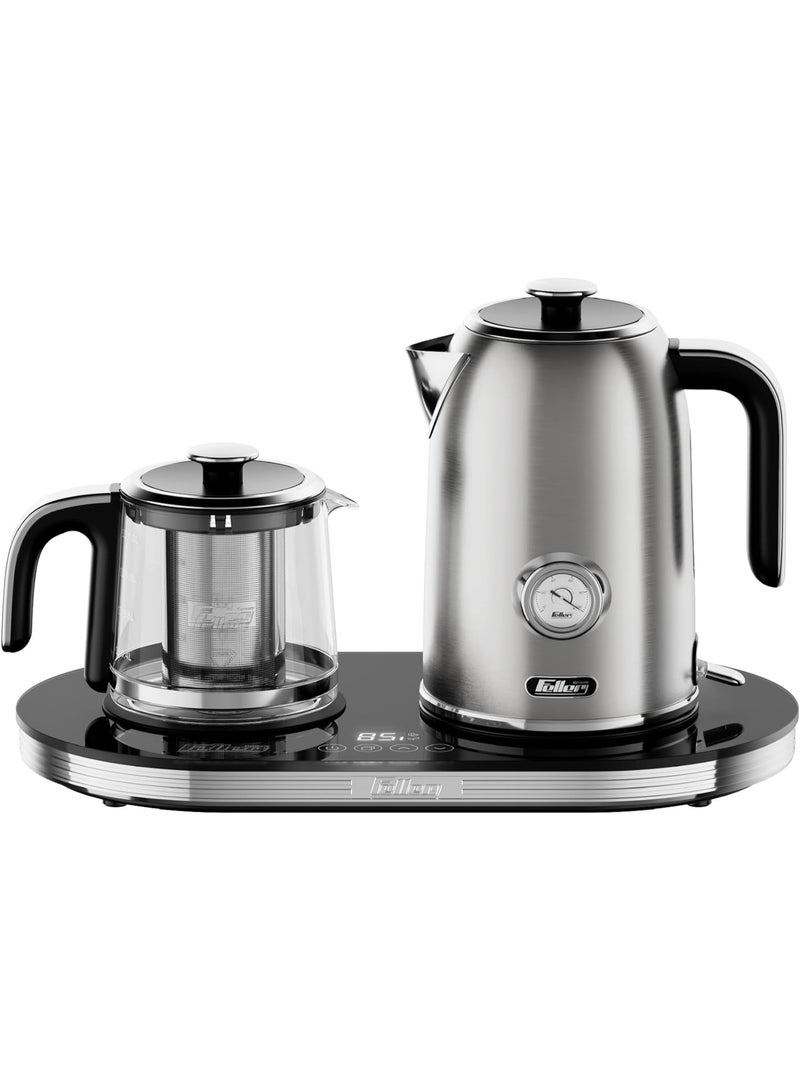 Feller 2200 W 2-in-1 Retro Teamaker/Coffee Maker +1.7L Stainless Steel Electric Kettle with Strix, Adjustable Touch Teapot Temp+LED Display - Image 1