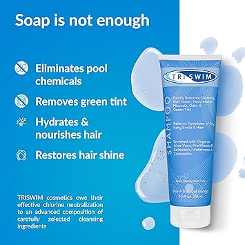 TRISWIM Chlorine Removal Shampoo After Swim Care Moisturising AntiChlorine Vegan Shampoo For Swimmers Removes Green Tint Lime Mango 251ml - Image 4