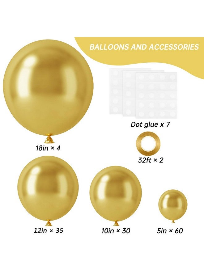 RUBFAC 129Pcs Metallic Gold Balloons Latex Balloons Different Sizes 18 12 10 5 Inch Party Balloon Kit For Birthday Party Graduation Wedding Holiday Balloon Decoration - Image 2