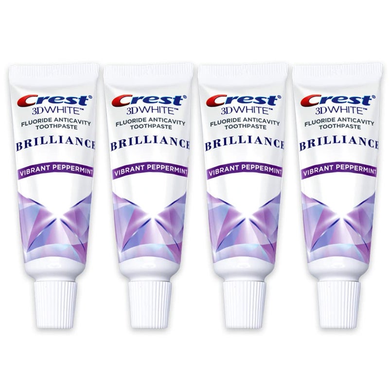 Crest 3D White Brilliance Toothpaste, Vibrant Peppermint, Travel Size 0.85 oz (24g) - Pack of 4 - Image 1