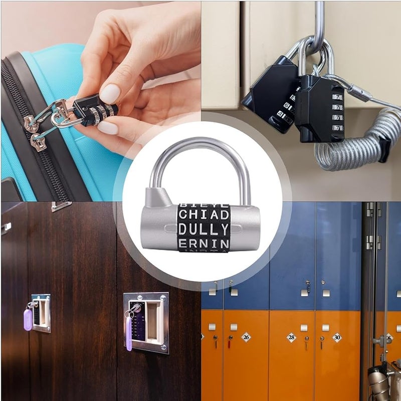 Heavy Duty Metal Combination Word Lock 2.5 Inch Portable Padlock for Luggage Locker Door - Image 4