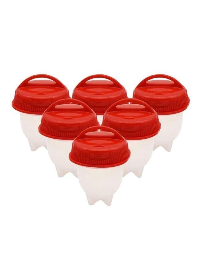 6-Piece Silicone Egg Boil Cooker Set Clear/Red  - Image 1