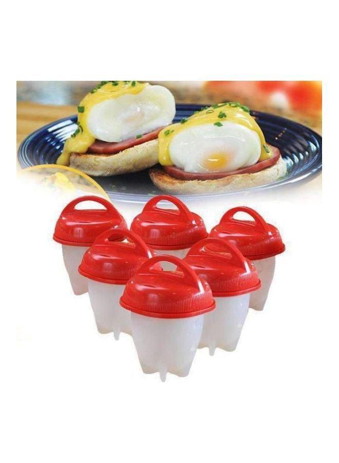 6-Piece Silicone Egg Boil Cooker Set Clear/Red  - Image 2
