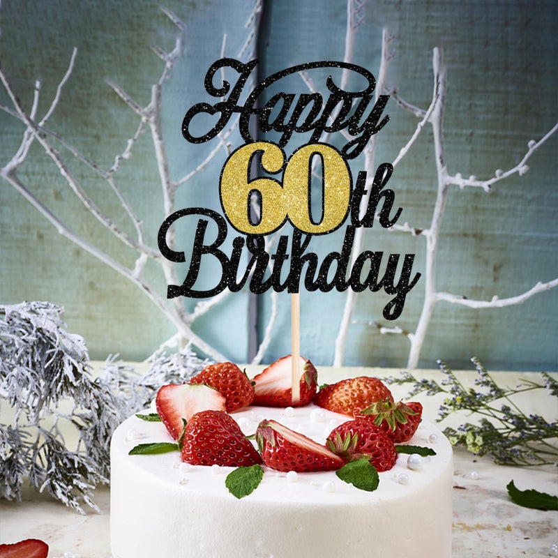 RSSTARXI 1 حزمة سعيد 60 كعكة عيد ميلاد توببر بريق 60 رائع الديكور كعكة الرائعة مرحبا 60 هتافات إلى 60 سنة اختيار كعكة لالتقاط عيد ميلاد سعيد 60 - Image 3