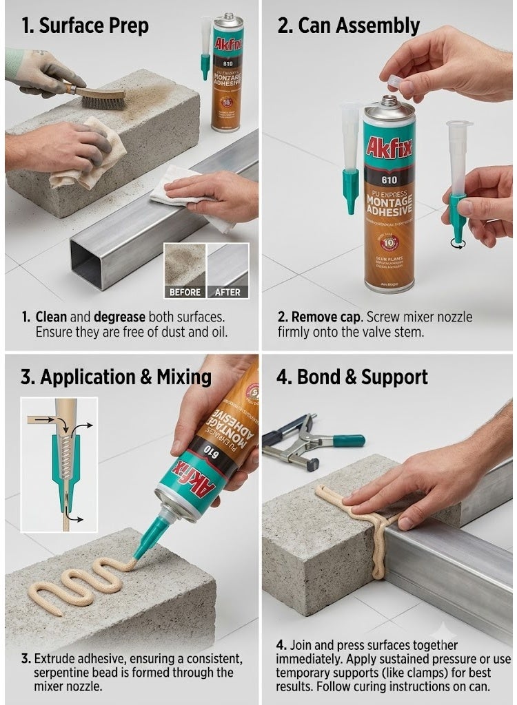 Akfix 610 PU Express Montage Adhesive Transparent - Image 3