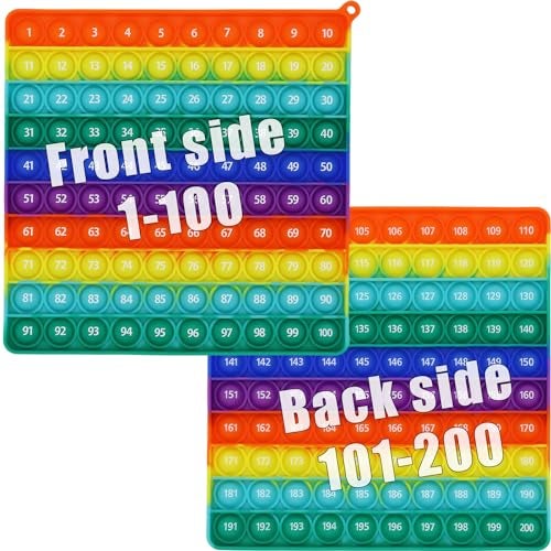 PETBSNVB Double Side 1 100 200 Pop it Chart Numbers Row Counter Knitting Crochet Stitch Counters Crocheting Square Popper Fidget Sensory Toy Educational Tool Great Gift for Birthdays Christmas - Image 1