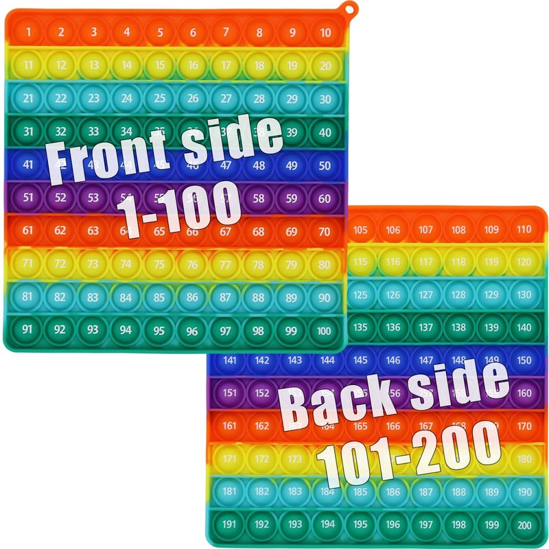 PETBSNVB Double Side 1 100 200 Pop it Chart Numbers Row Counter Knitting Crochet Stitch Counters Crocheting Square Popper Fidget Sensory Toy Educational Tool Great Gift for Birthdays Christmas - Image 3